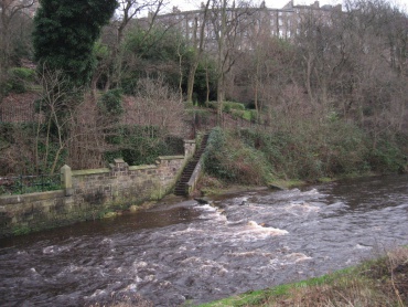 Steps leading down to the river from the Water of Leith walkway